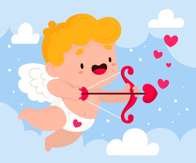 Free Vector Flat Valentines Day Cupid Illustration 6609