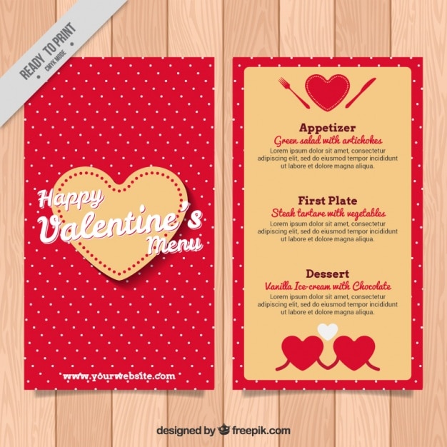 Beautiful 30 Valentine Menu Card