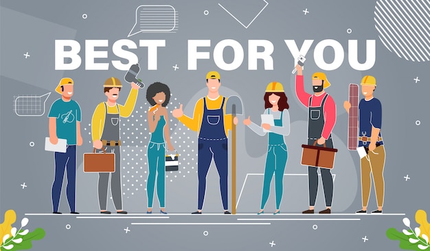 Строительство, ремонт, сервис flat vector banner Premium векторы