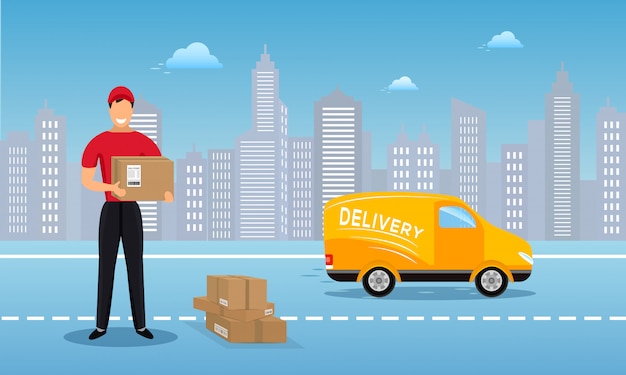 Premium Vector Flat Vector Cargo Delivery Service Background