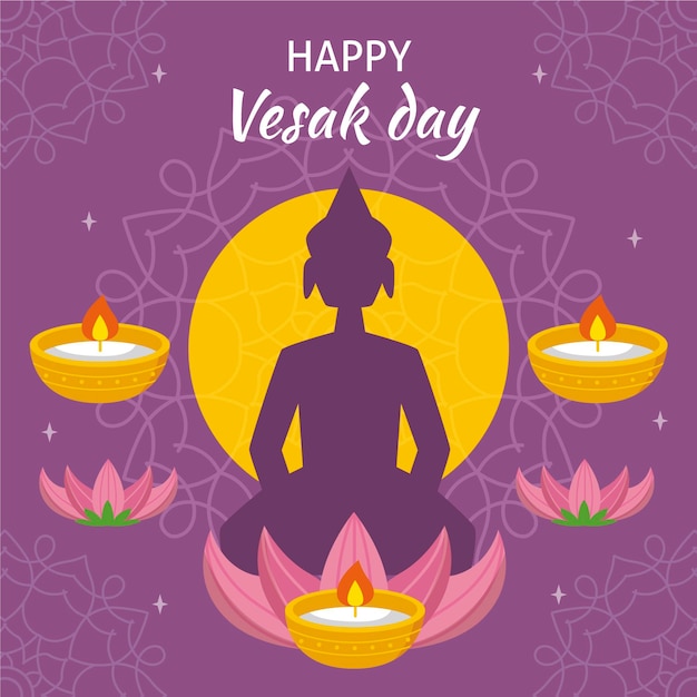 Free Vector | Flat vesak day illustration