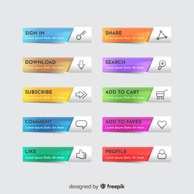 Flat web button set Vector | Free Download