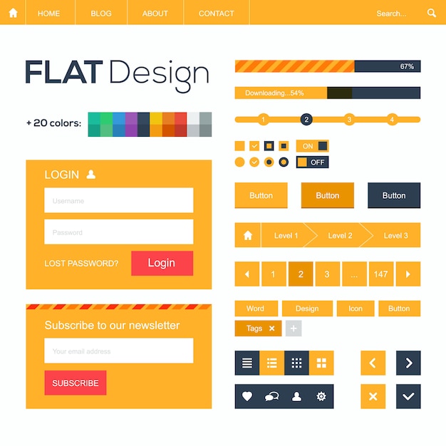 Premium Vector Flat Web And Mobile Design Elements Buttons Icons Website Template