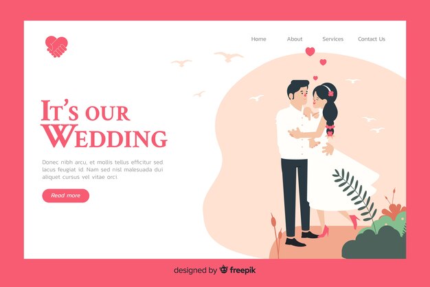 Free Vector Flat Wedding Landing Page Template free-vector-flat-wedding-landing-page-template