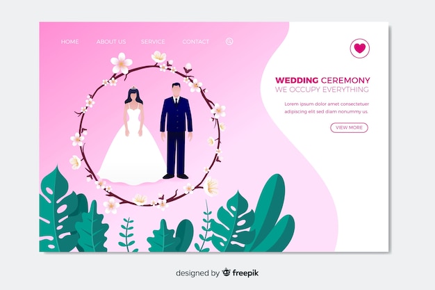 Free Vector Flat Wedding Landing Page Template free-vector-flat-wedding-landing-page-template