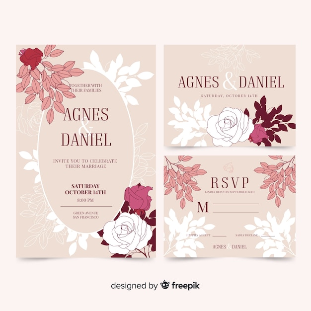 free-vector-flat-wedding-stationery-template-collection