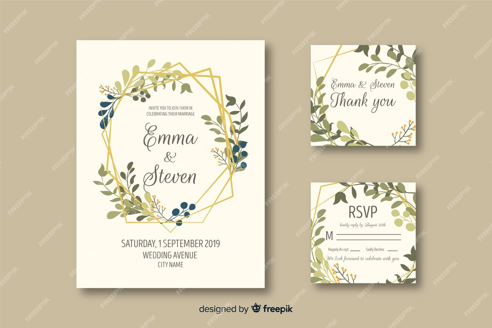 free-vector-flat-wedding-stationery-template