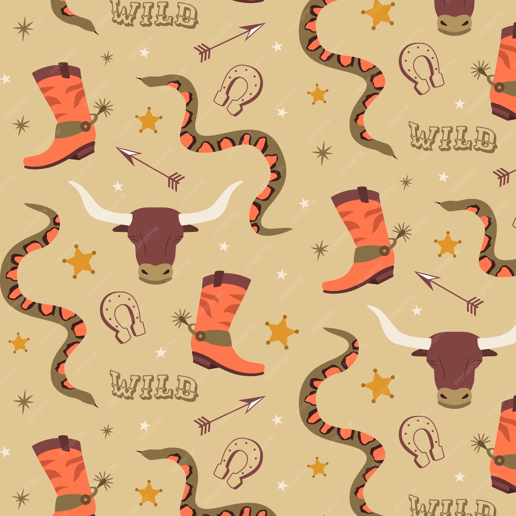 Premium Vector | Flat western pattern design