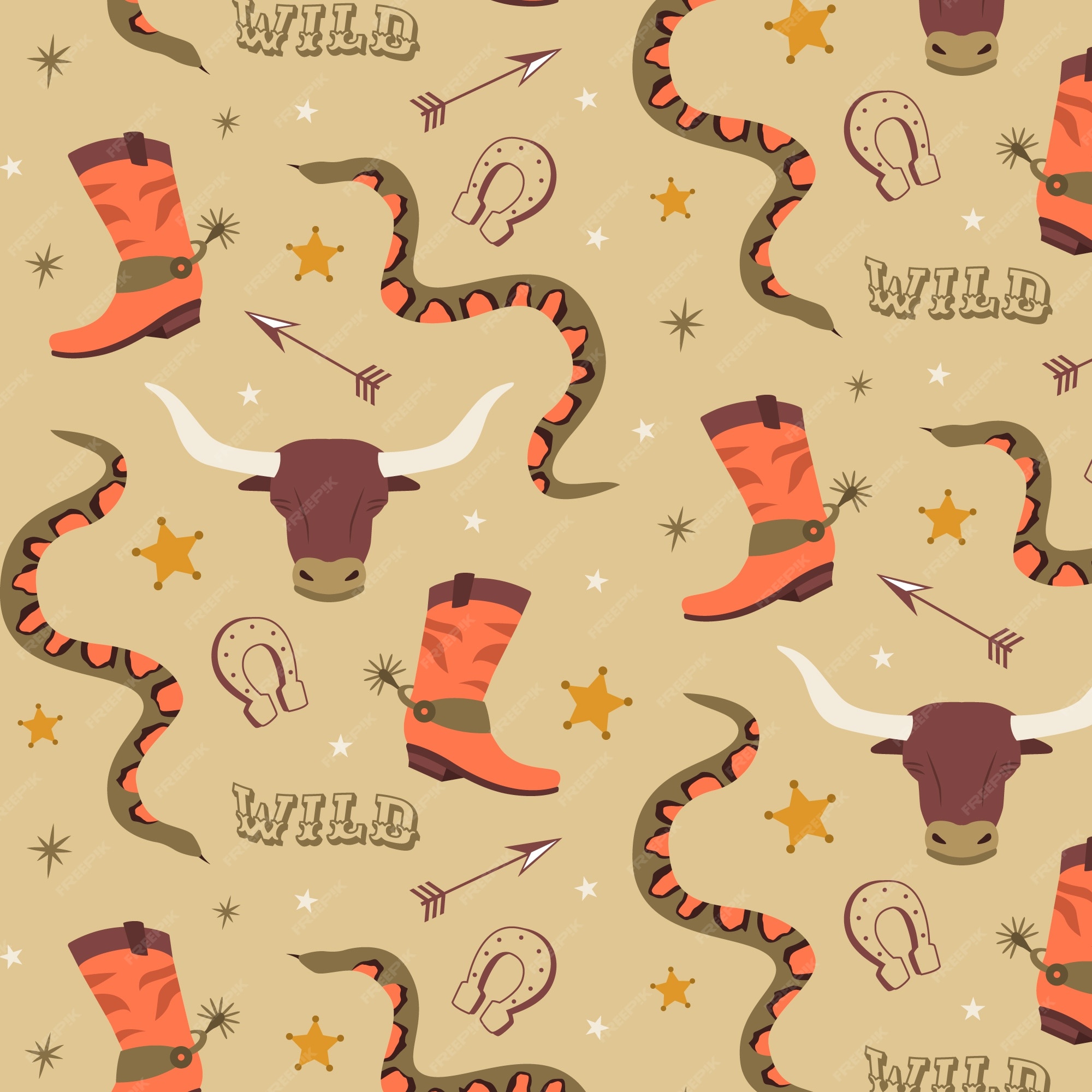 Premium Vector Flat western pattern design