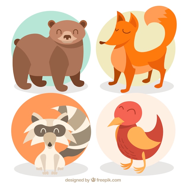 Free Vector | Flat winter forest animals pack