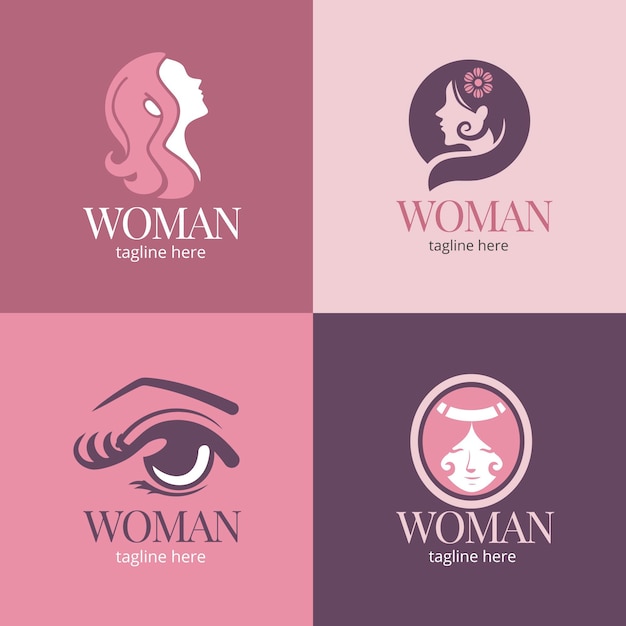 Free Vector | Flat woman logo collection