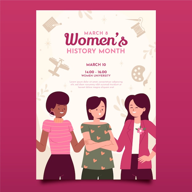 Free Vector | Flat Women's History Month Poster Template