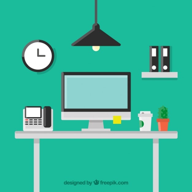 Flat workplace background Vector | Free Download