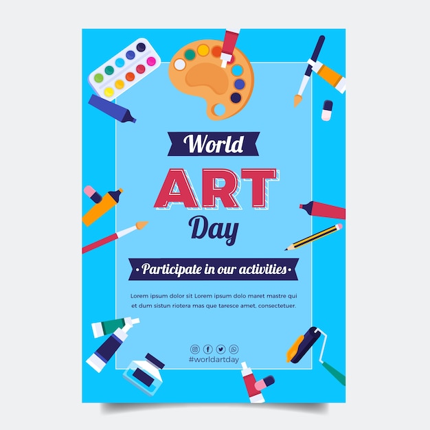 Free Vector | Flat world art day vertical poster template