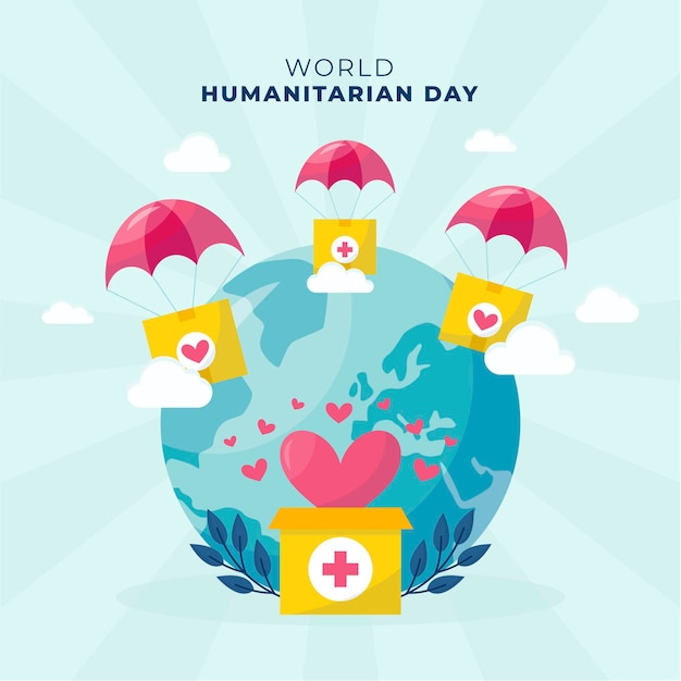 Free Vector | Flat World Humanitarian Day Illustration