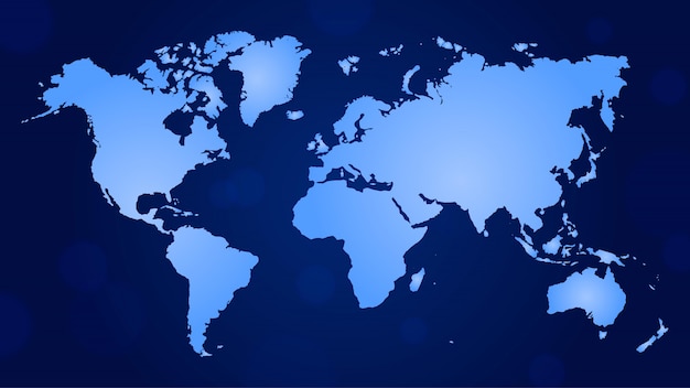 Mapa Del Mundo Azul Sobre Fondo Blanco Vector Premium Images