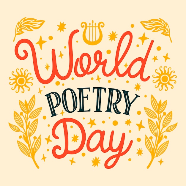 Premium Vector | Flat world poetry day lettering