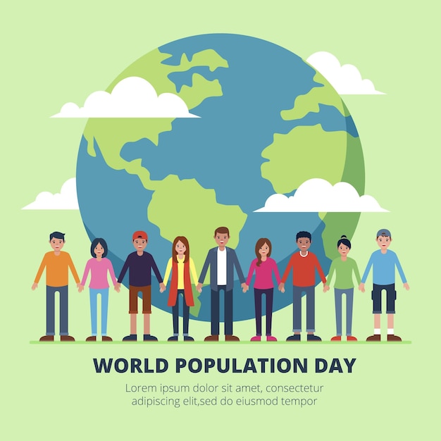 Free Vector Flat World Population Day Illustration