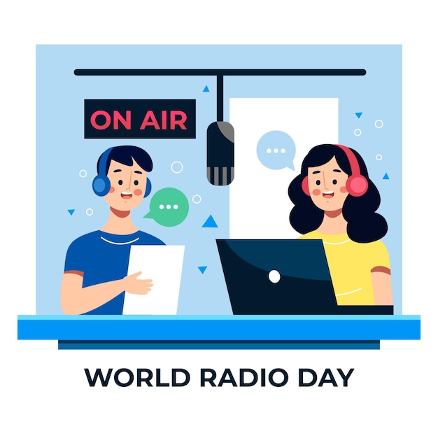 Free Vector | Flat world radio day illustration