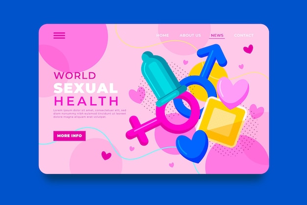 Free Vector Flat World Sexual Health Day Landing Page Template 3261