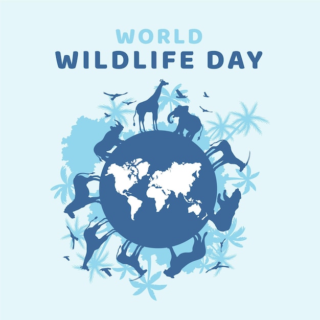 Free Vector | Flat world wildlife day illustration