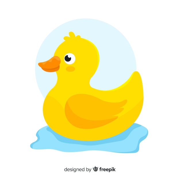 Free Vector Flat Yellow Rubber Duck Illustrated