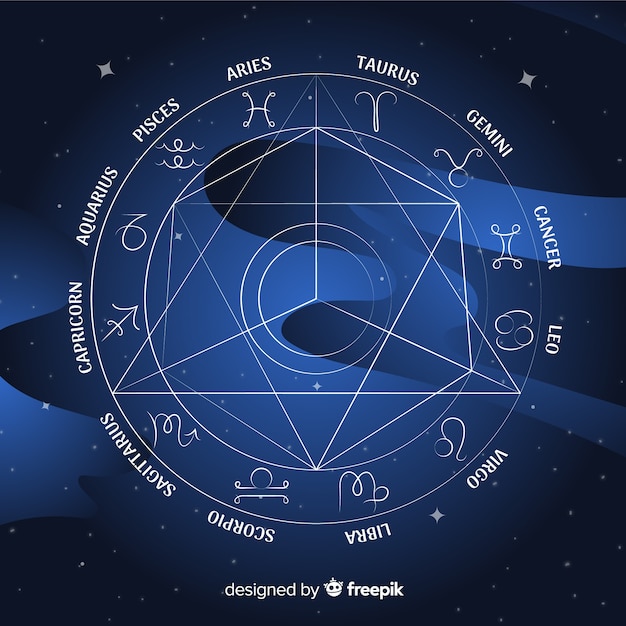 Free Vector | Flat zodiac wheel on galaxy background