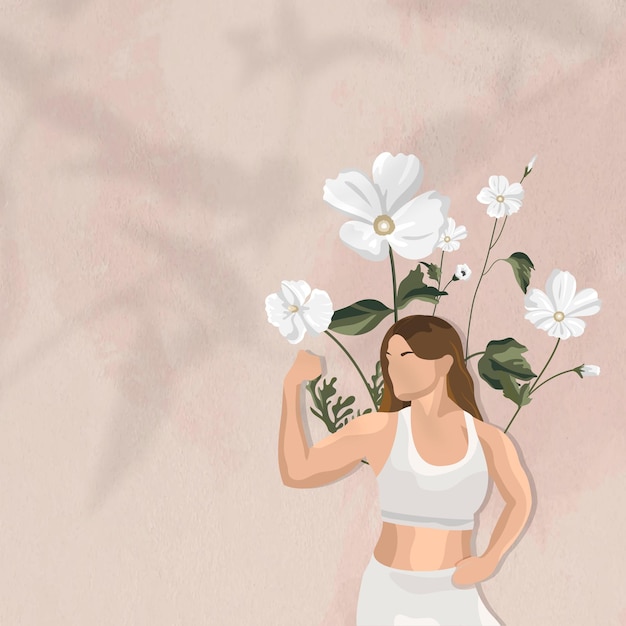 Free Vector | Flexing muscles border vector background with floral yoga ...