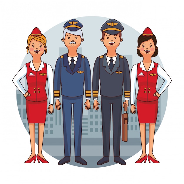 Premium Vector | Flight crew cartoon