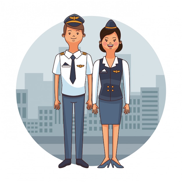 Premium Vector | Flight crew cartoon