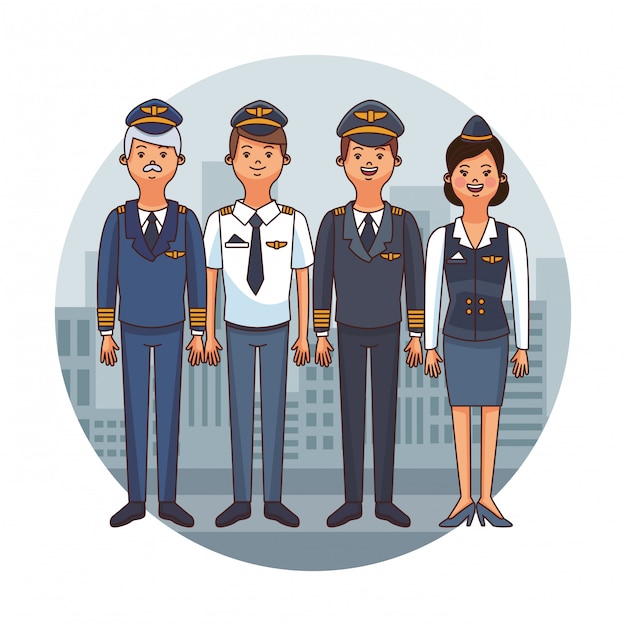 Premium Vector | Flight crew cartoon