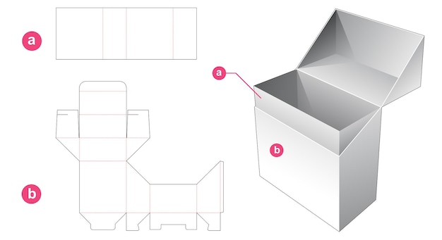 Premium Vector | Flip rectangular box die cut template