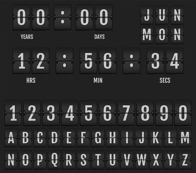 Flip table clock calendar and timer. Premium Vector