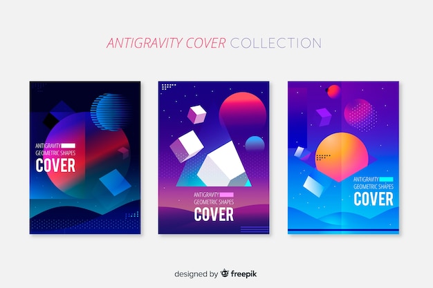 Floating 3d geometric shapes brochure pack Free Vector