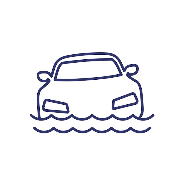 車の洪水ラインアイコン プレミアムベクター