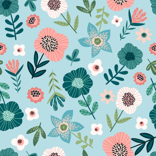 Premium Vector Floral Abstract Seamless Pattern