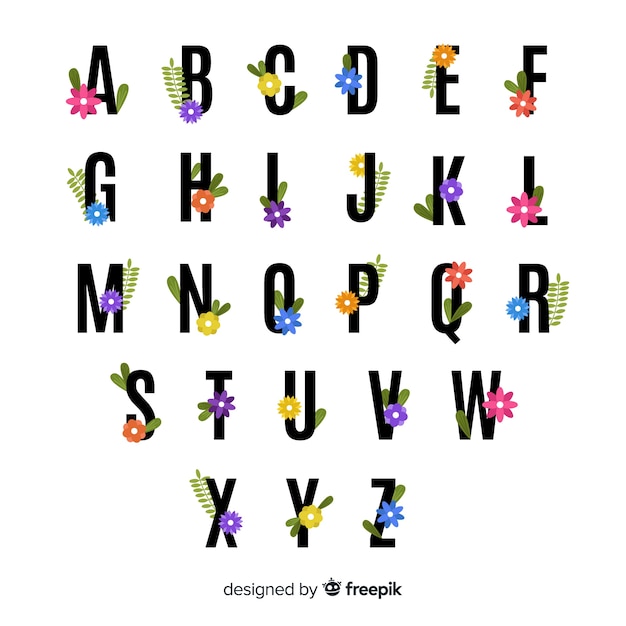 Download Free Vector | Floral alphabet
