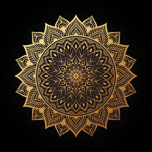 Floral arabesque circular on dark | Premium Vector