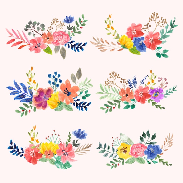 Download Floral arrangement watercolor collection Vector | Premium ...