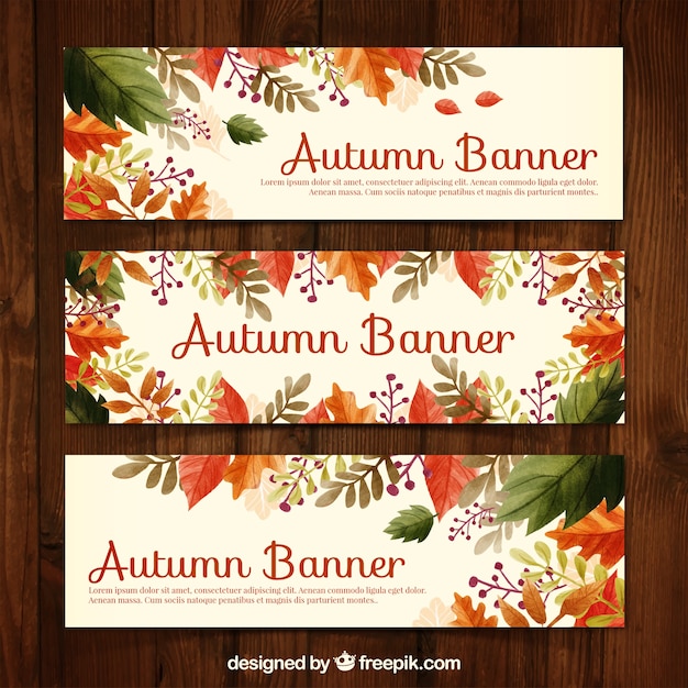 Floral autumn banners Free Vector