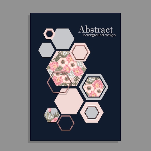 Floral background design with geometric elements