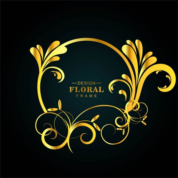 Free Vector | Floral background with a circular golden frame