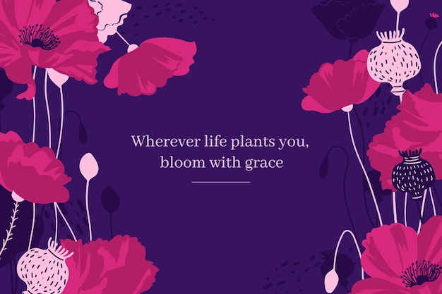 Free Vector | Floral background with quotes