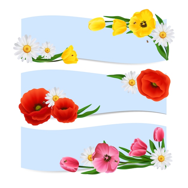 Download Floral banners horizontal | Free Vector