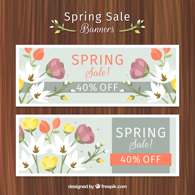 Download Floral banners for spring sale | Free Vector