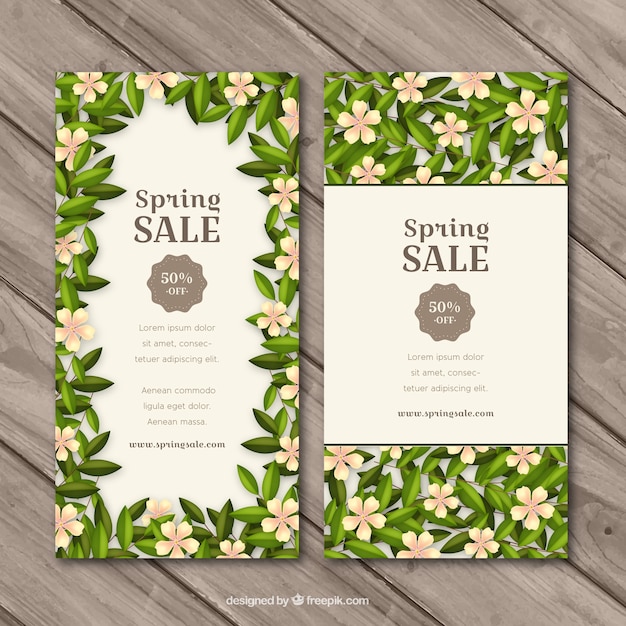 Download Free Vector | Floral banners for spring sale