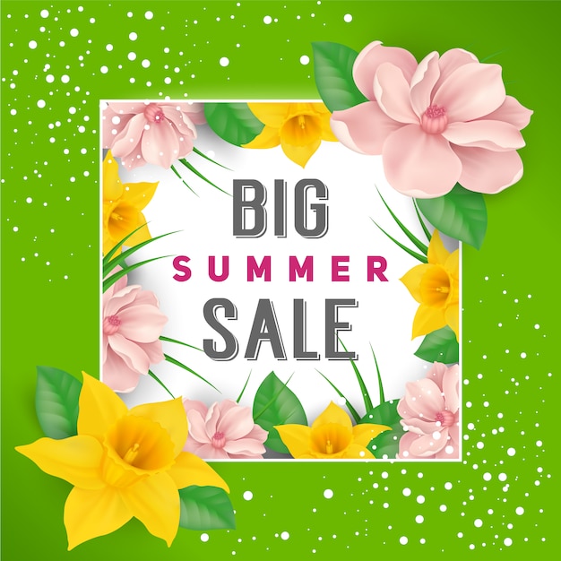 Floral big summer sale background