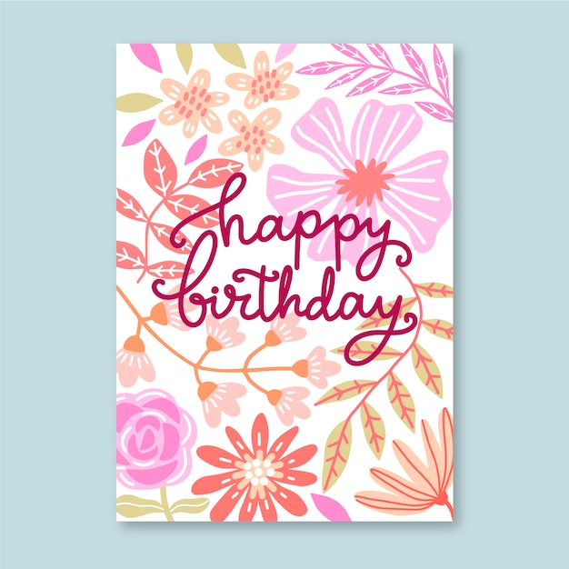 Floral birthday card template concept | Free Vector
