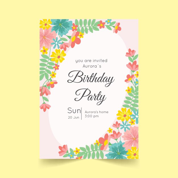 Download Floral birthday card template style | Free Vector