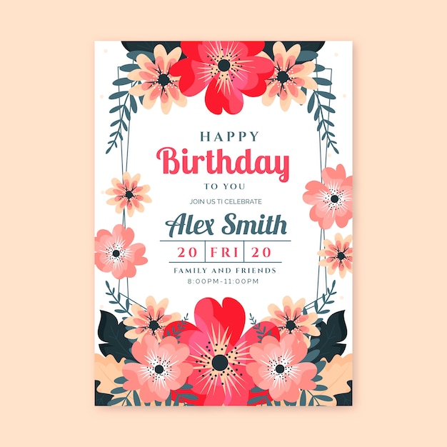 Free Vector | Floral birthday card template